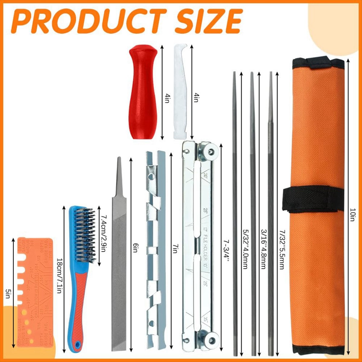 Chainsaw File Kit Round - Набор напильников для заточки цепей пил