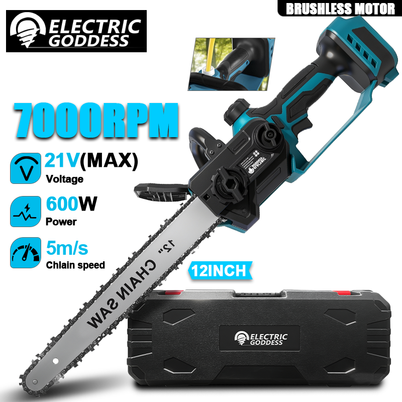 Cordless Chainsaw 12 Inch Battery - 12-дюймовая аккумуляторная синяя электрическая бензопила 600