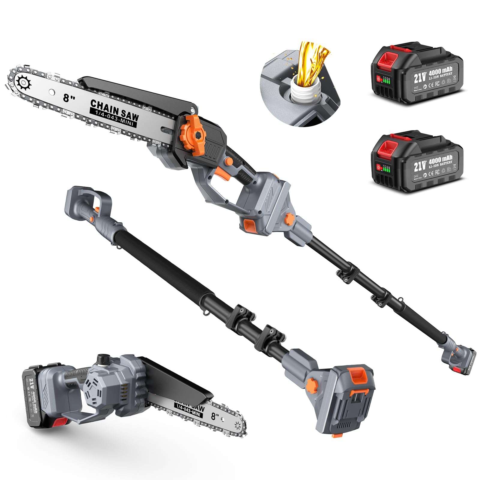 Pole Saw Cordless Telescopic - Taskstar 2-в-1 беспроводная телескопическая пила 8