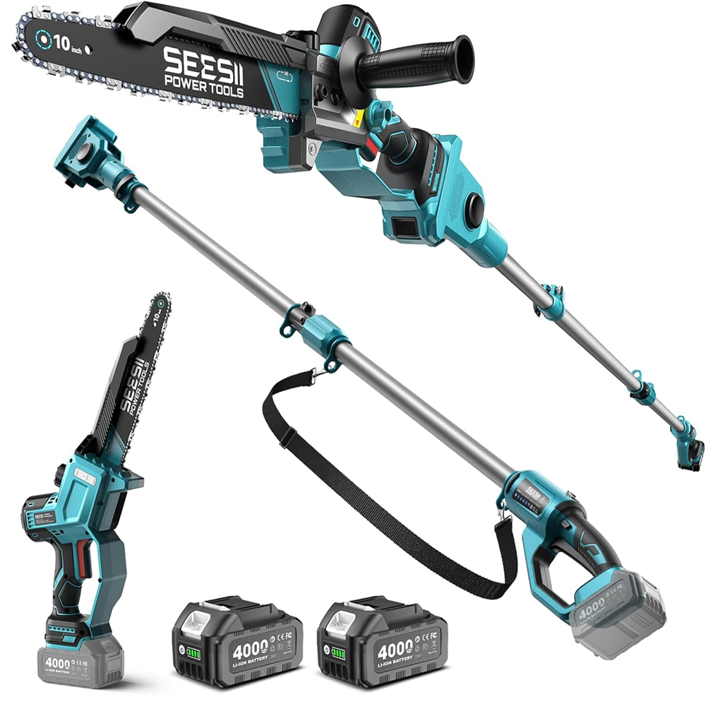 Pole Saw Cordless Telescopic - SEESII 10-дюймовая аккумуляторная цепная пила 2-в-1