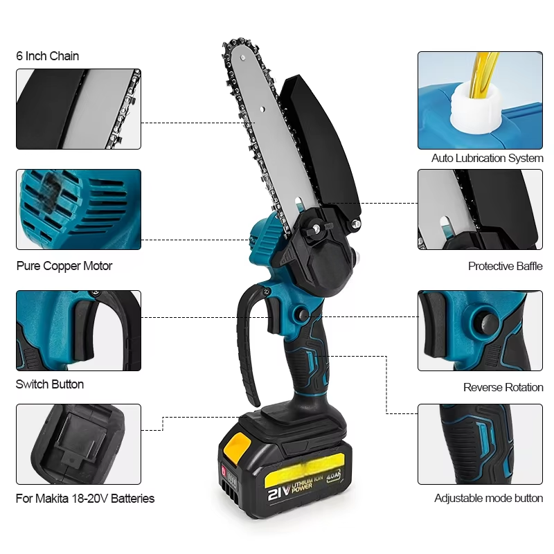 1700 об/мин, 6-дюймовая мини-л – обзор и цена Mini Chainsaw 6 Inch Cordless