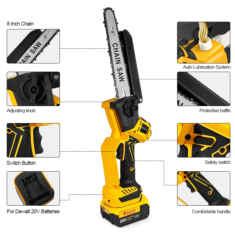 8-дюймовая 1380 Вт бесщеточная – обзор и цена Brushless Chainsaw 8 Inch 20V