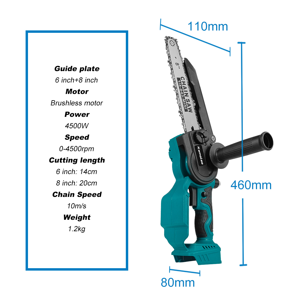 Kamolee 6-дюймовая 8-дюймовая  – обзор и цена Mini Chainsaw 6 Inch Cordless